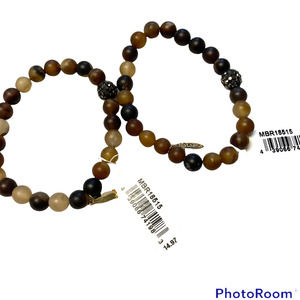 Natasha Stretch Bracelets Set of 2 Brown Tones NWT